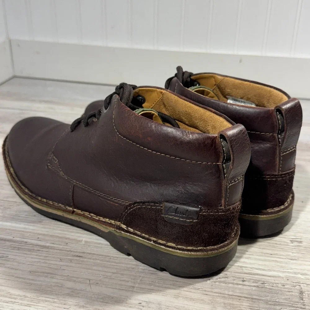 Clarks Men's Edgewick Mid Low Brown Leather Chukka Boots Size 12‎ M EUC